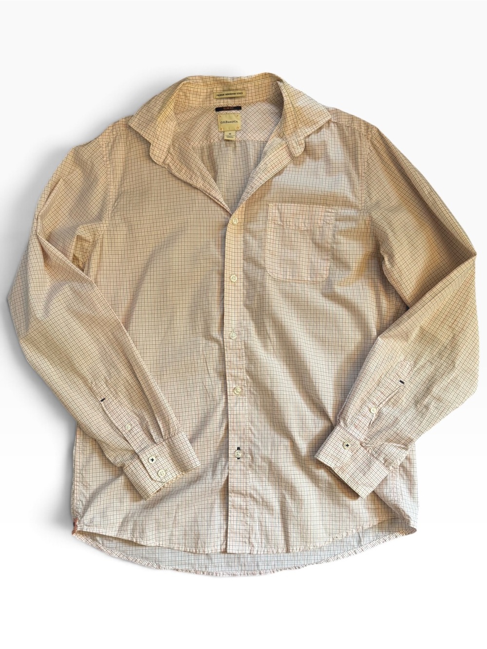 G.H. Bass & Co Premium Monogram Men’s M Slim Fit Plaid 100% Cotton Shirt